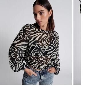 ONE TEASPOON Different Dimension Bubble Black White Sheer Chiffon Top Size Small